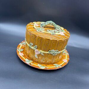 Vintage George Jones Majolica Reproduction Stilton Cheese Dome Fence and Vine